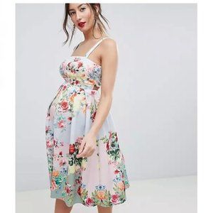 ASOS MATERNITY floral scuba empire waist dress